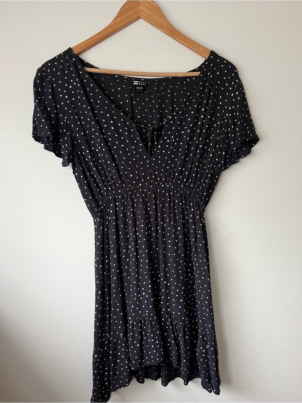 Billabong Black Dress with White Polka Dots